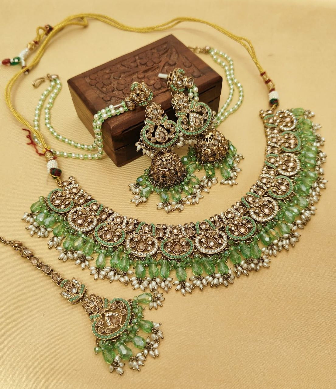 Exquisite Monalisa & Reverse AD Stone Work Jhumka & Tikka Set – Gold Plated Elegance in Stunning Colors