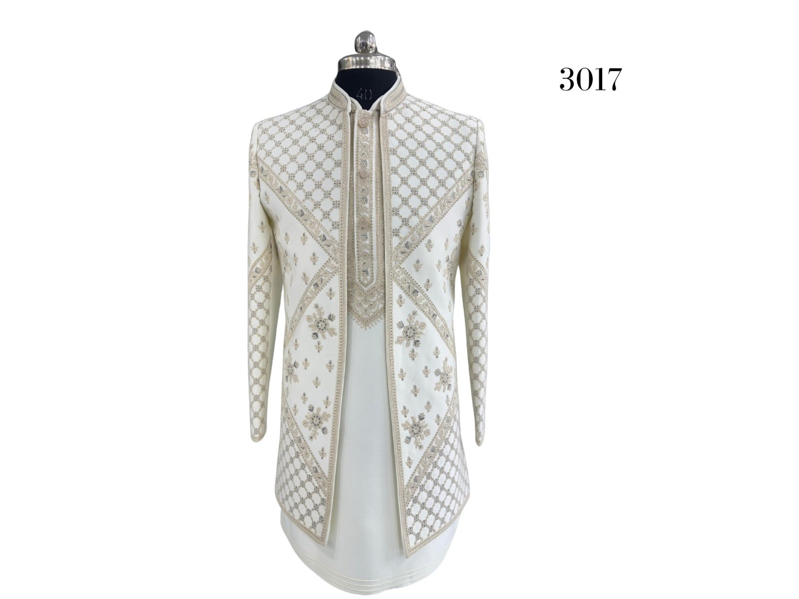 Regal Men’s Indo-Western Sherwani Set – Jacket, Koti & Bottom with Custom Sizing