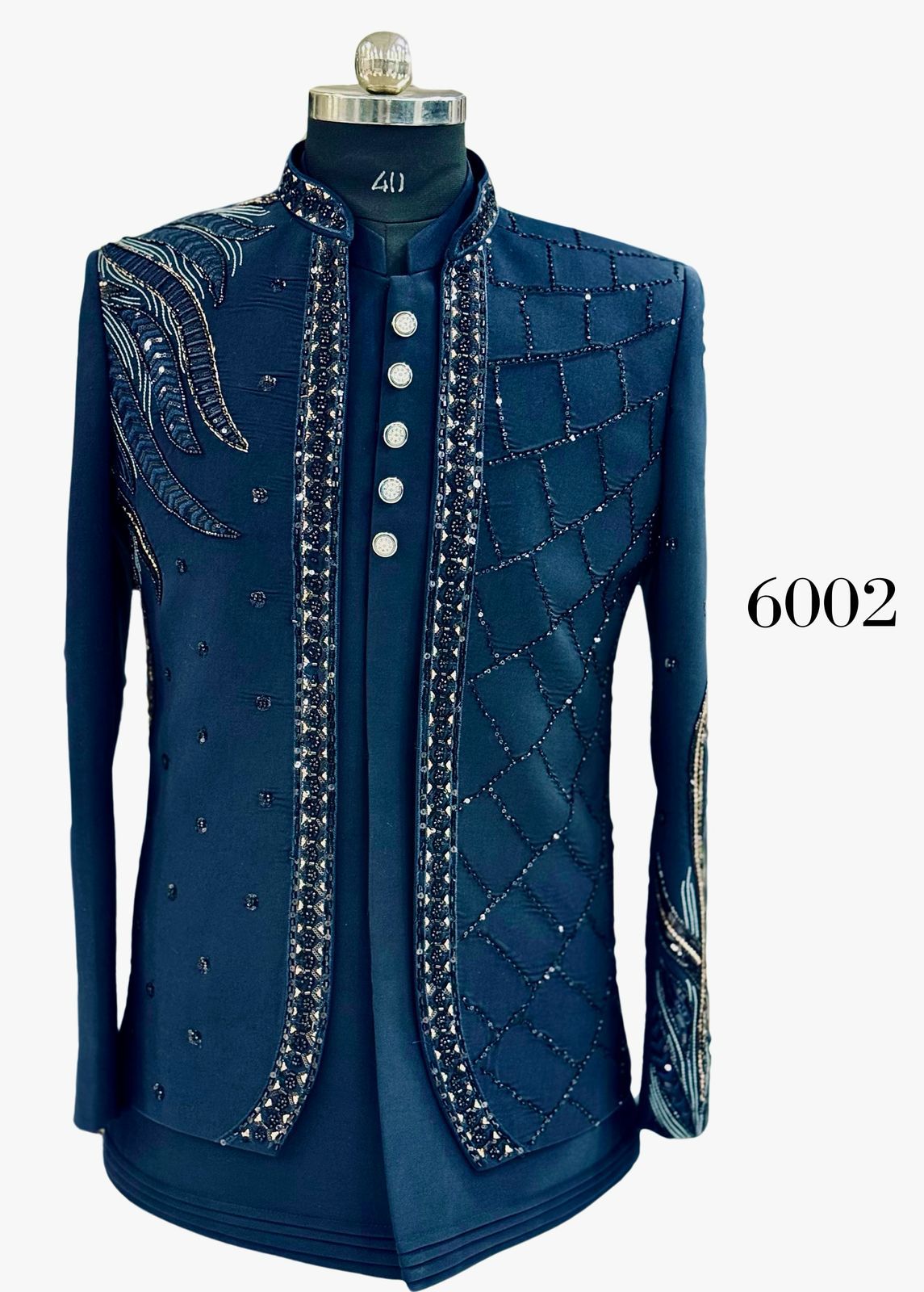 Men’s Indo-Western Sherwani Set – Jacket, Koti & Bottom