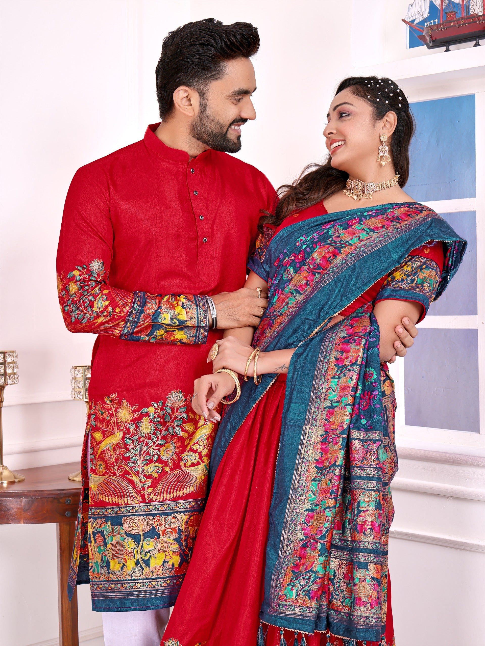 Love Birds Vol-2 | Festive Couple Combo β Men's Kurta & Women's Lehenga