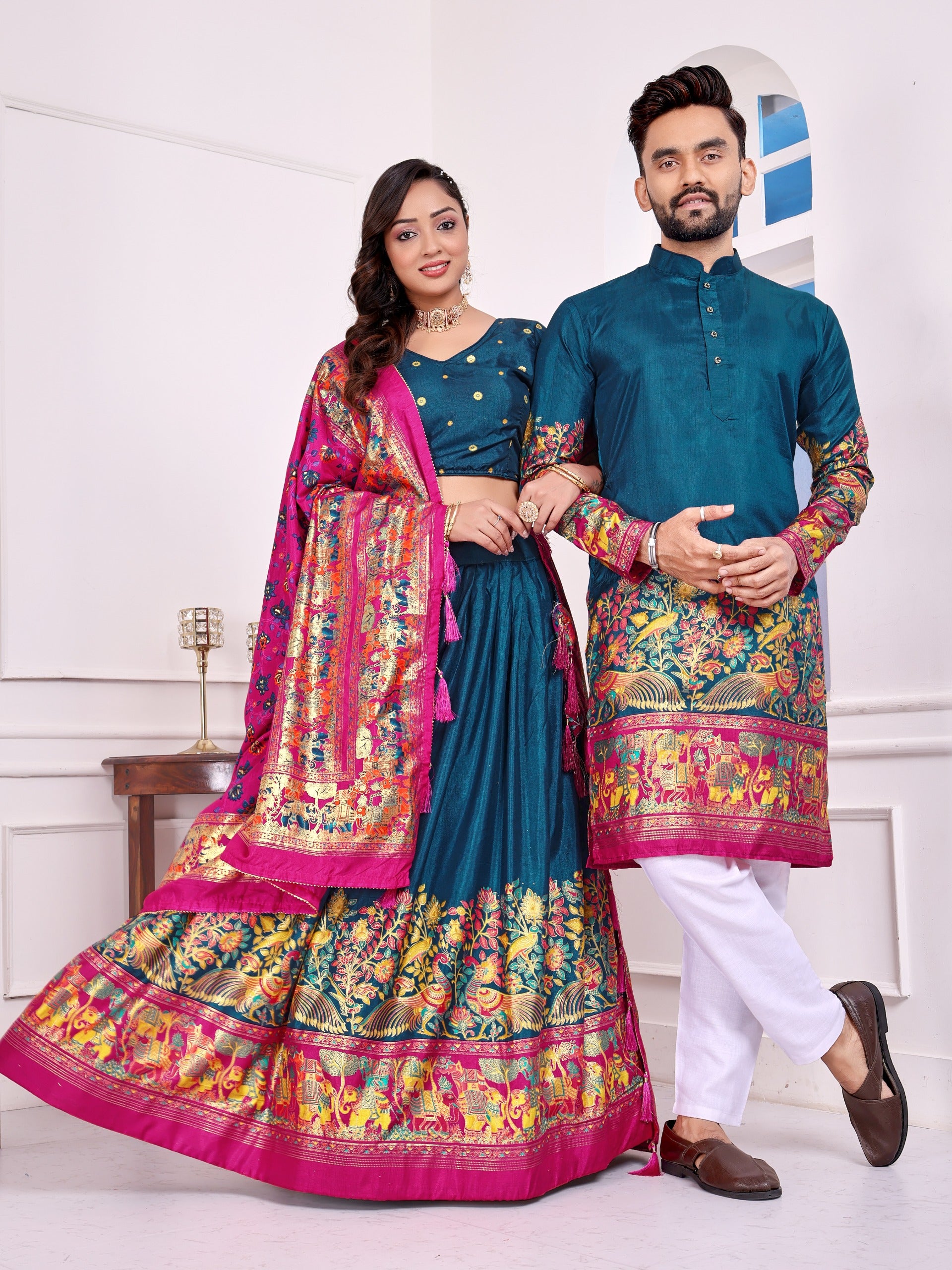 Love Birds Vol-2 | Festive Couple Combo β Men's Kurta & Women's Lehenga
