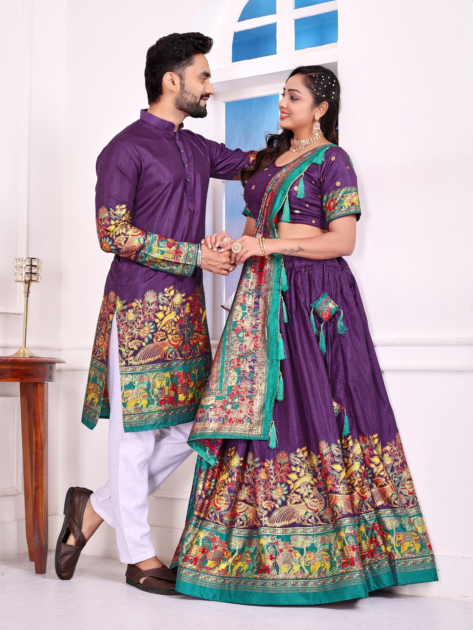 Love Birds Vol-2 | Festive Couple Combo β Men's Kurta & Women's Lehenga