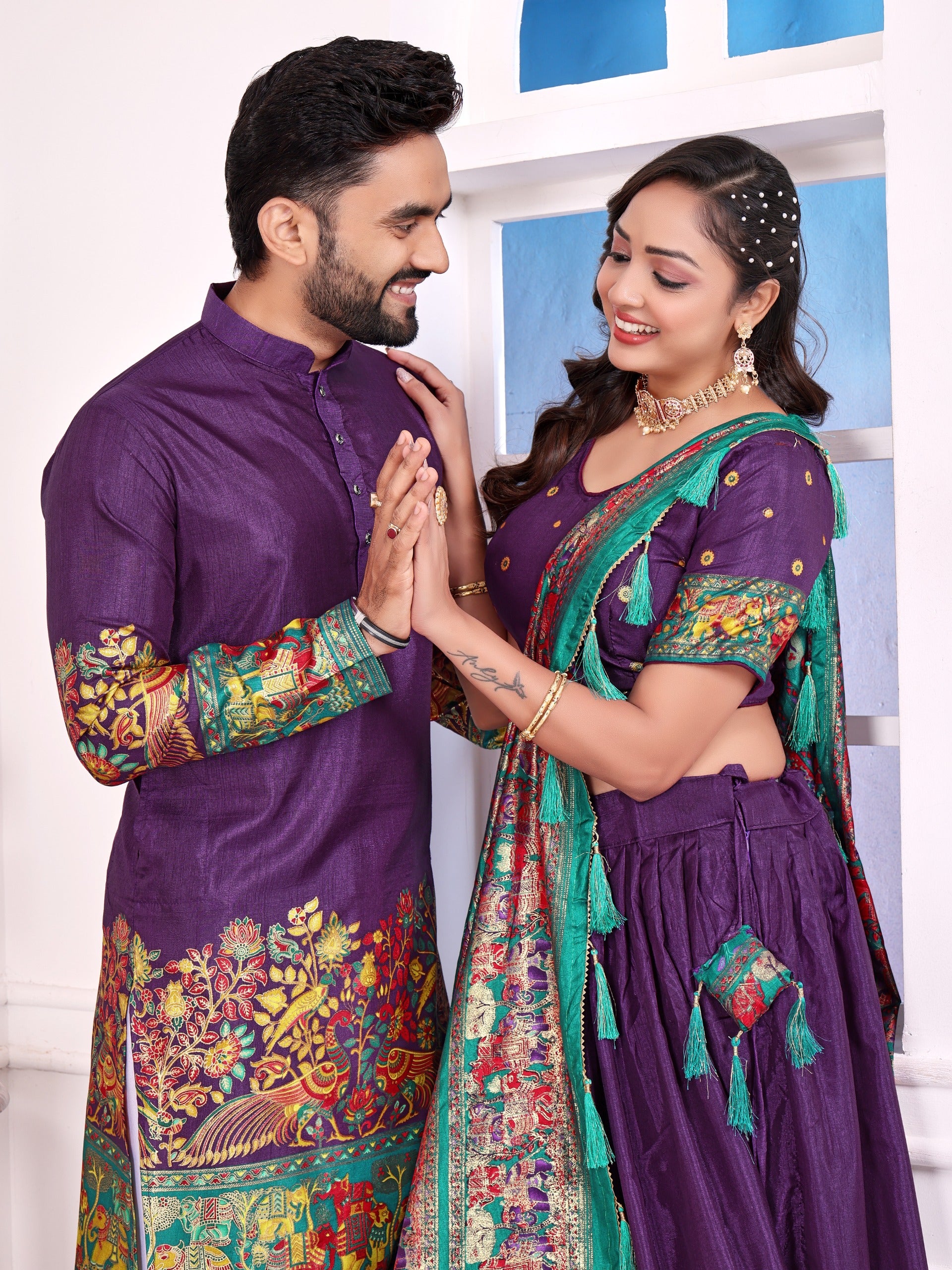 Love Birds Vol-2 | Festive Couple Combo β Men's Kurta & Women's Lehenga