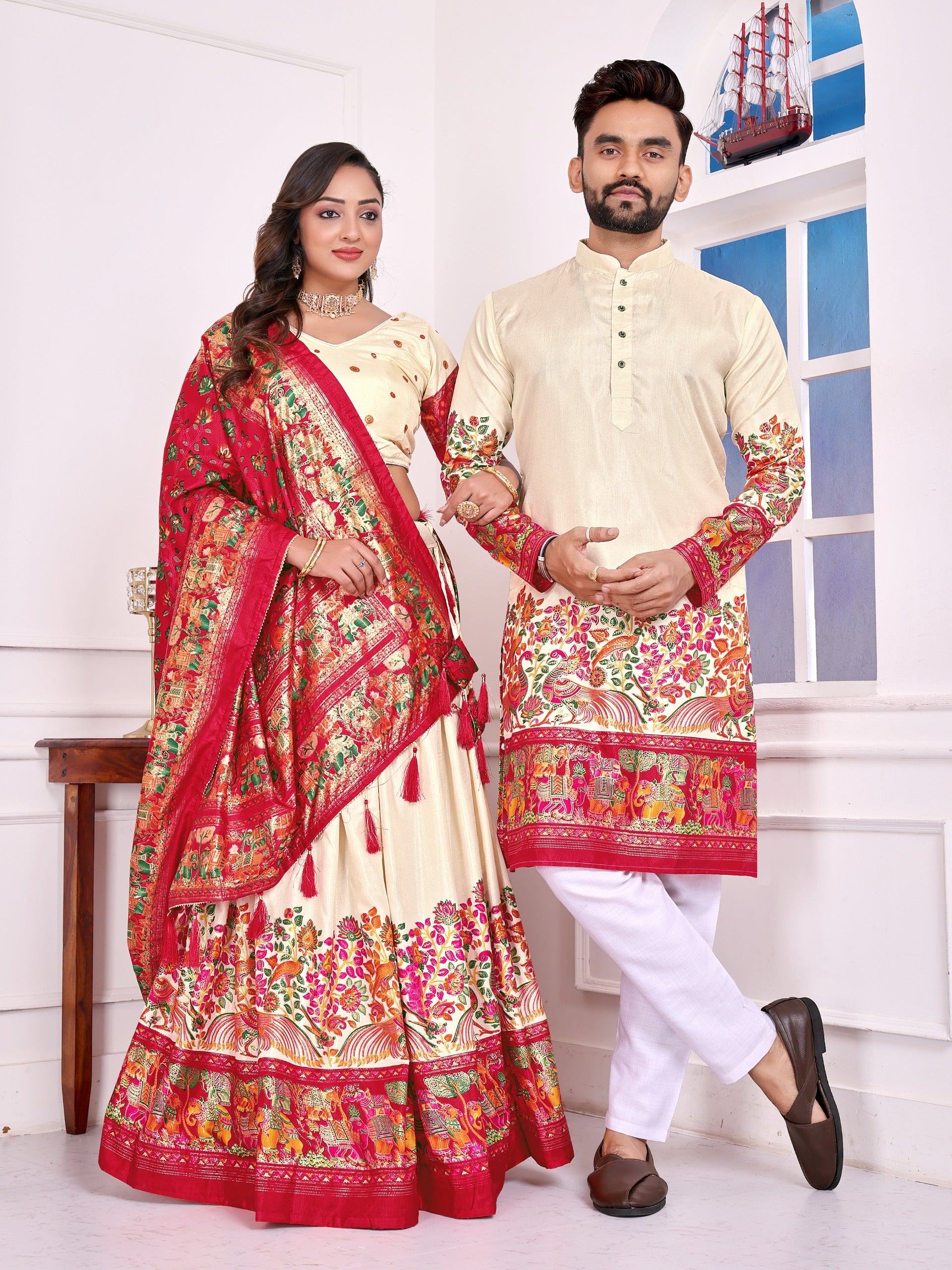 Love Birds Vol-2 | Festive Couple Combo β Men's Kurta & Women's Lehenga