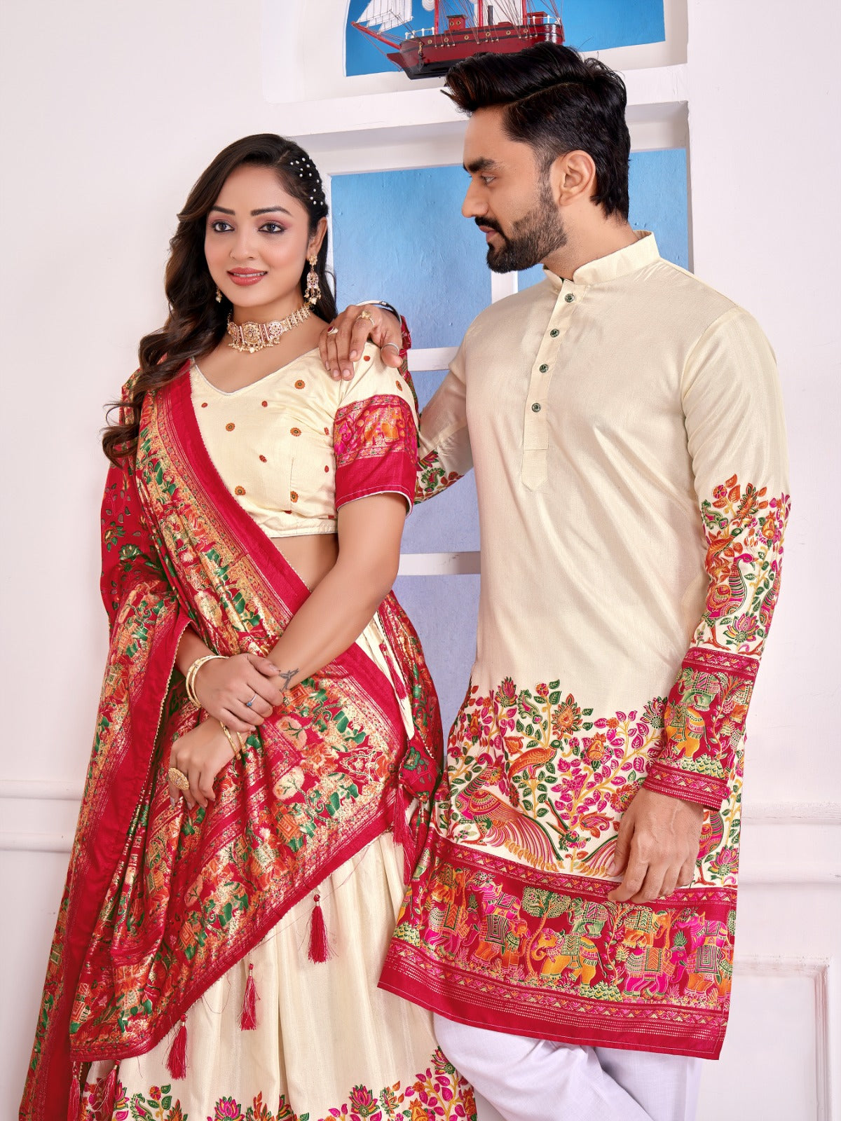 Love Birds Vol-2 | Festive Couple Combo β Men's Kurta & Women's Lehenga