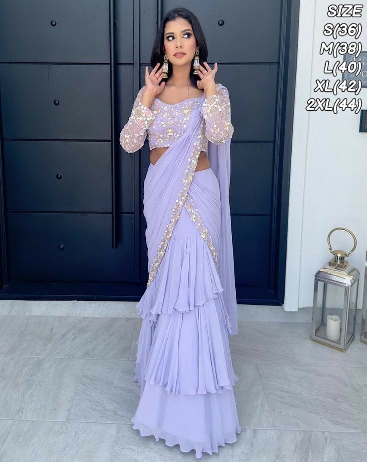 New Launch – Mauve Designer Ready-to-Wear Lehenga Saree
