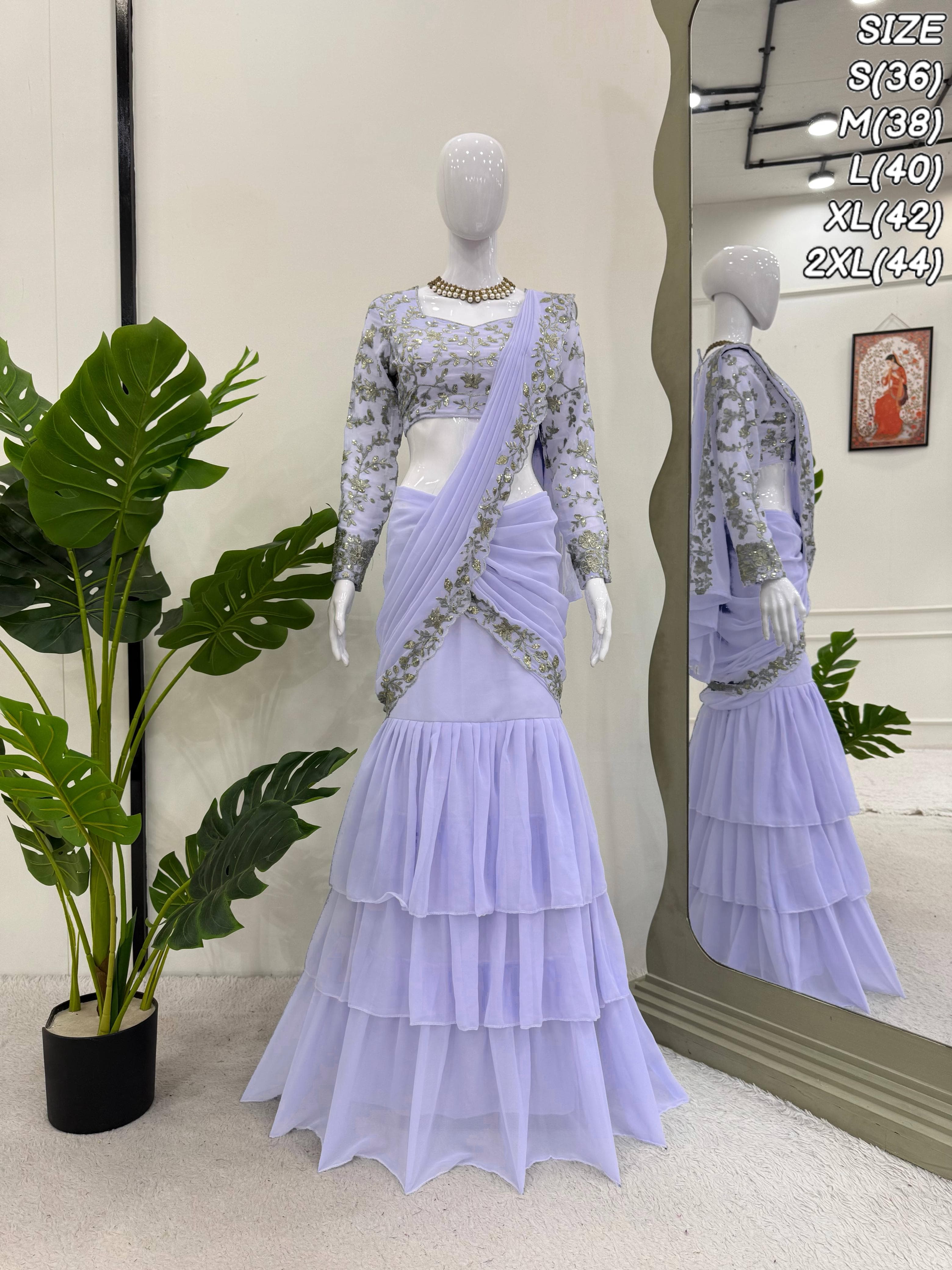 New Launch – Mauve Designer Ready-to-Wear Lehenga Saree