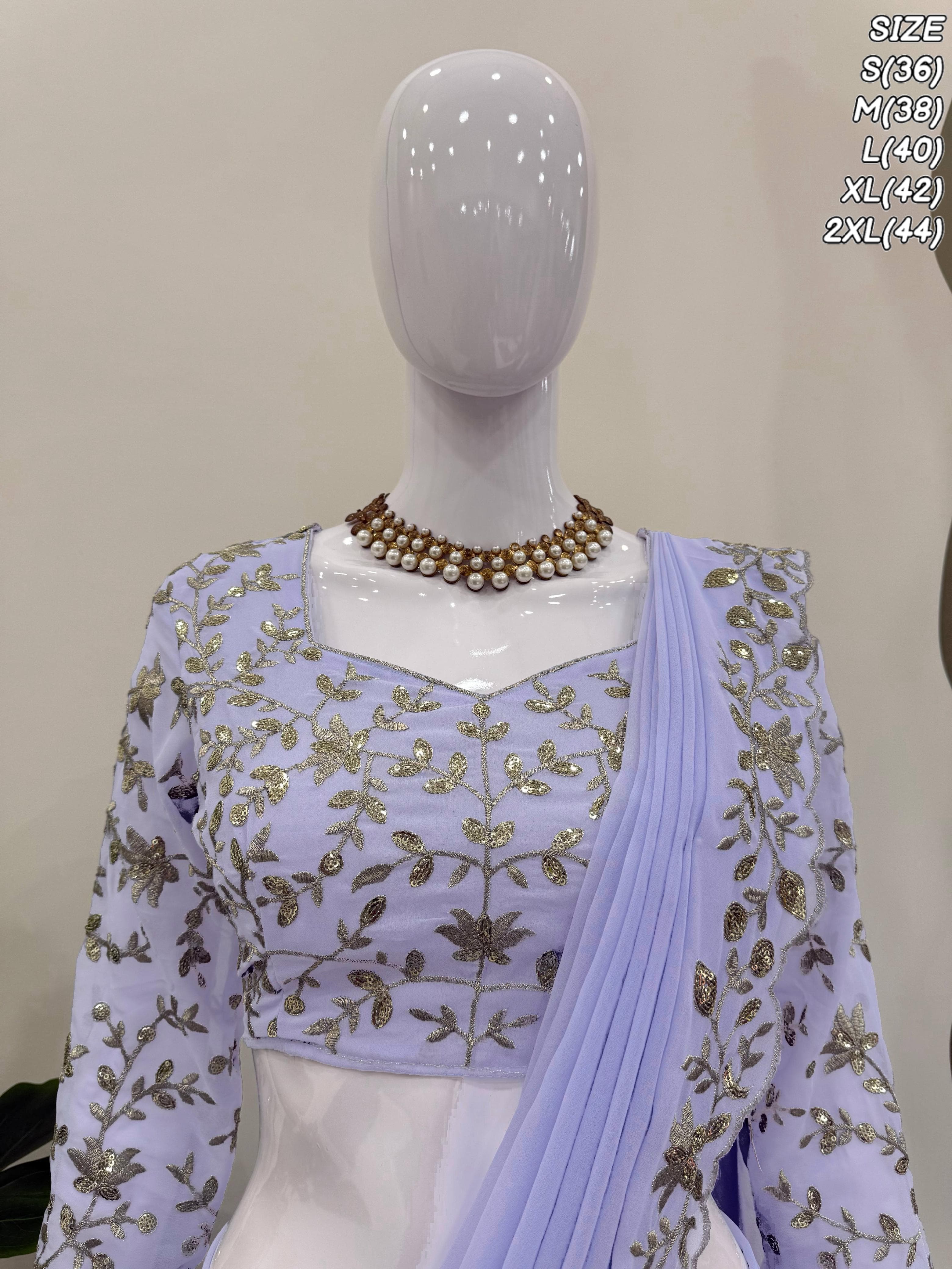 New Launch – Mauve Designer Ready-to-Wear Lehenga Saree