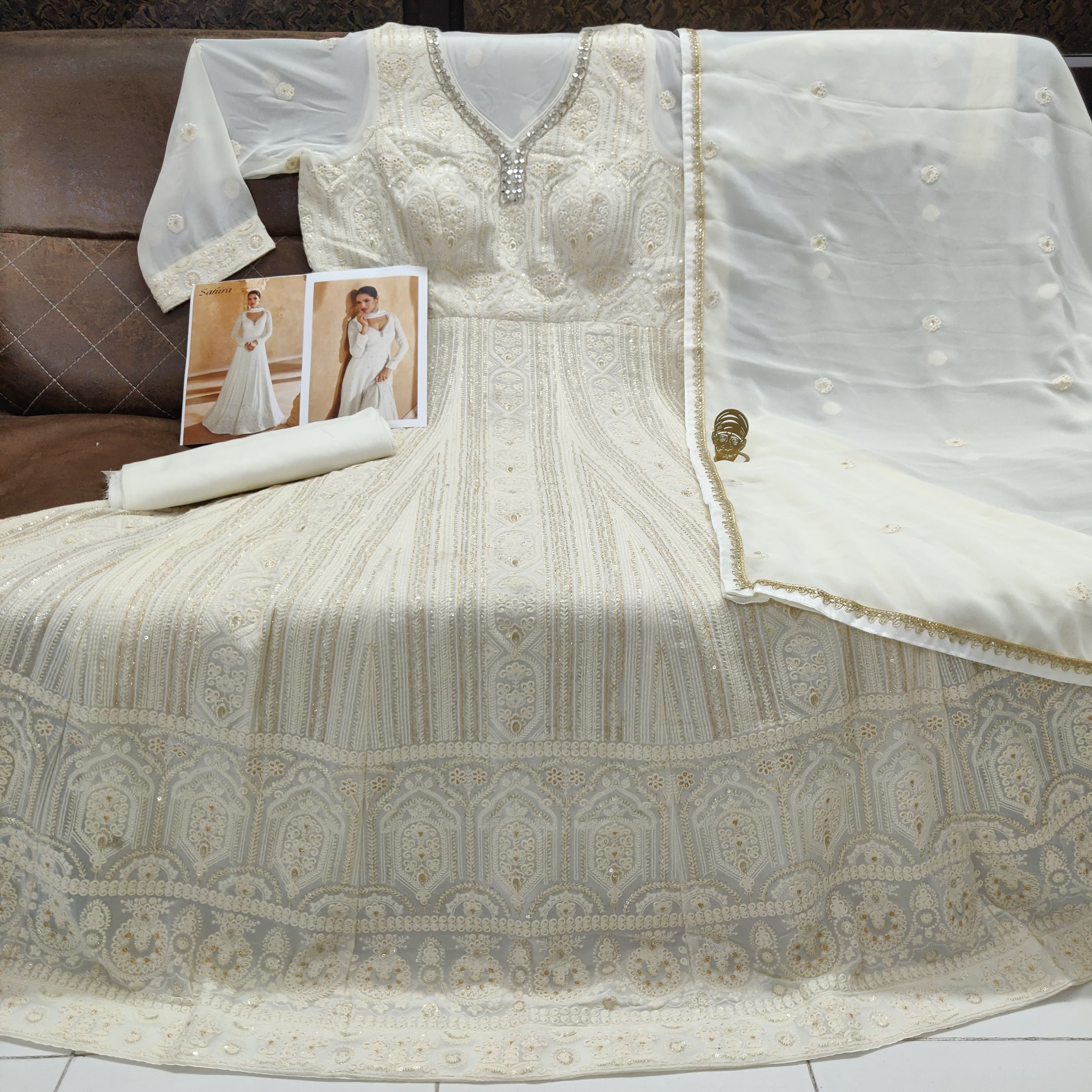 SAHIRA โ 2 Piece Real Georgette Chikankari Embroidered Dress with Dupatta