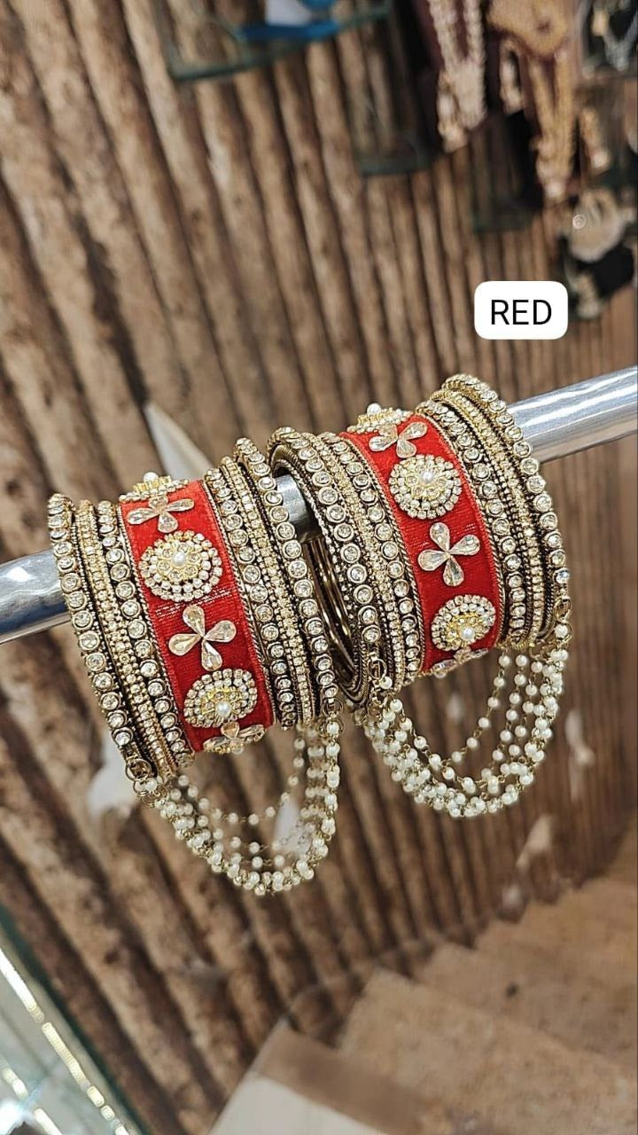 Velvet Bangle Set with Hanging Bangles