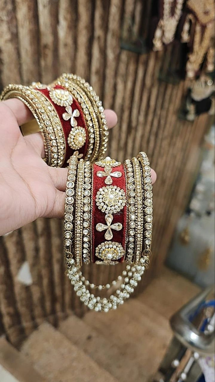 Velvet Bangle Set with Hanging Bangles