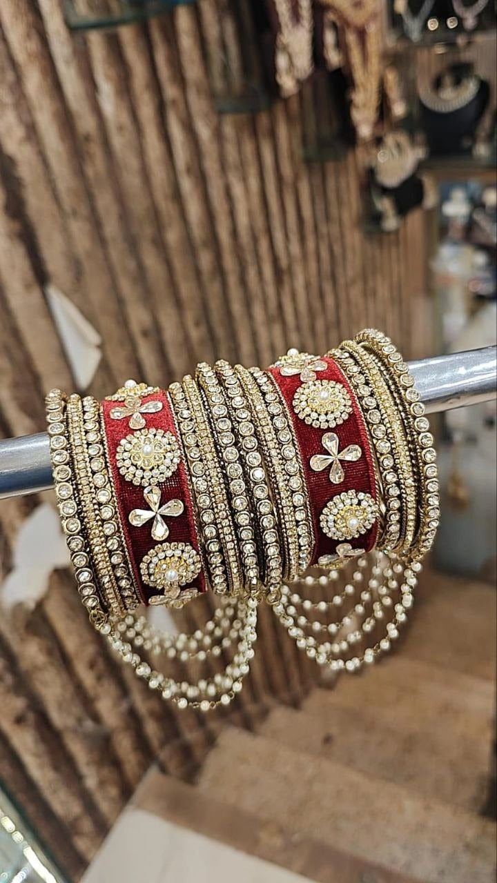 Velvet Bangle Set with Hanging Bangles