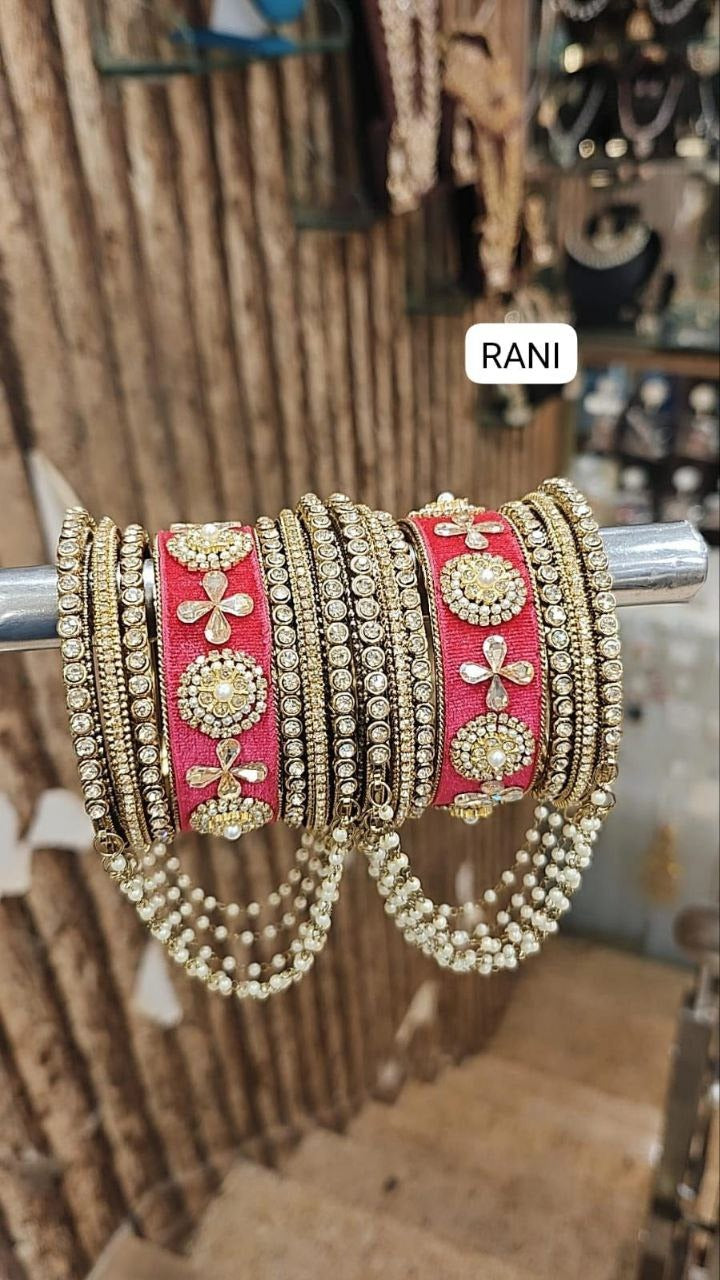 Velvet Bangle Set with Hanging Bangles