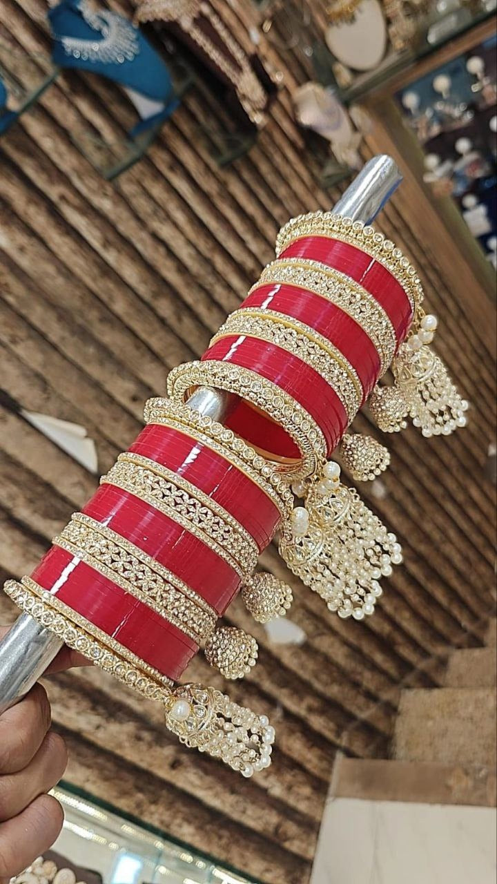 Elegant Bridal Jhumar Set with Stone and Pearl Accents