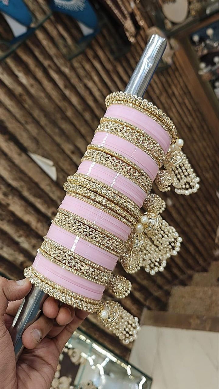 Elegant Bridal Jhumar Set with Stone and Pearl Accents