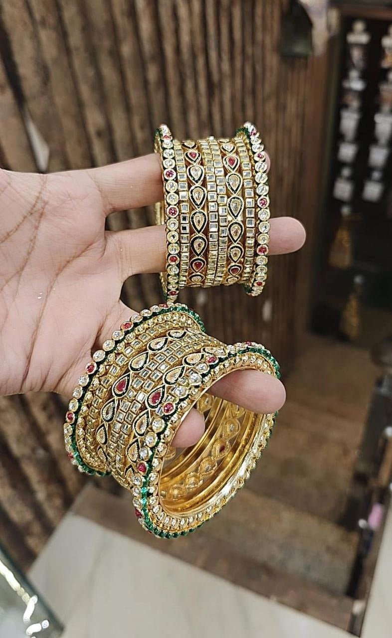 Ruby Touch – Kundan Stone Bangle Set