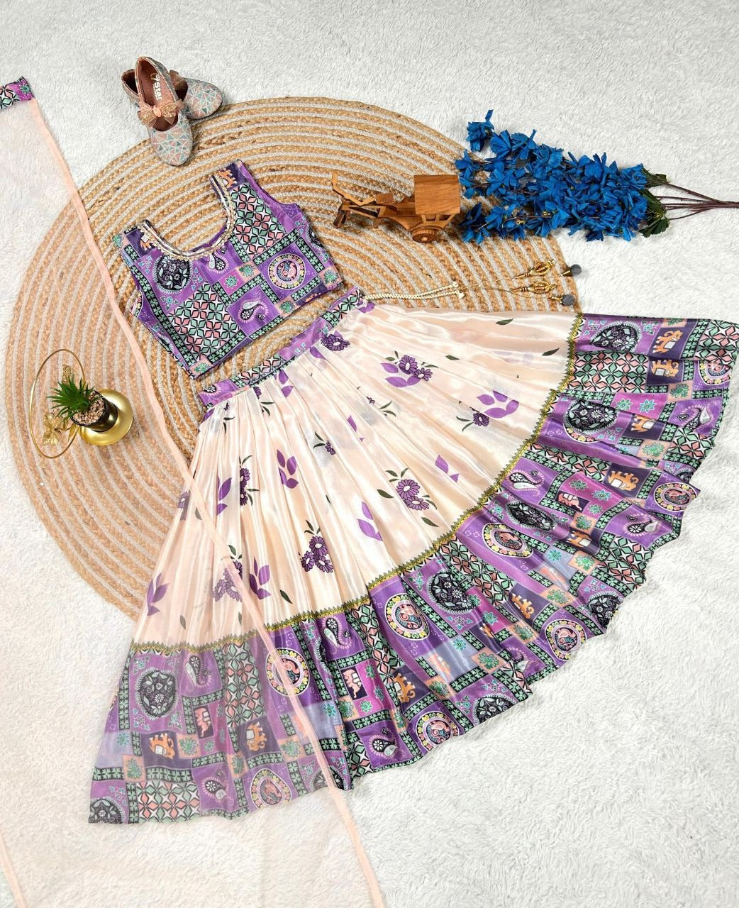 Kids Designer Lehenga Choli in Heavy Chinon Silk with Dupatta