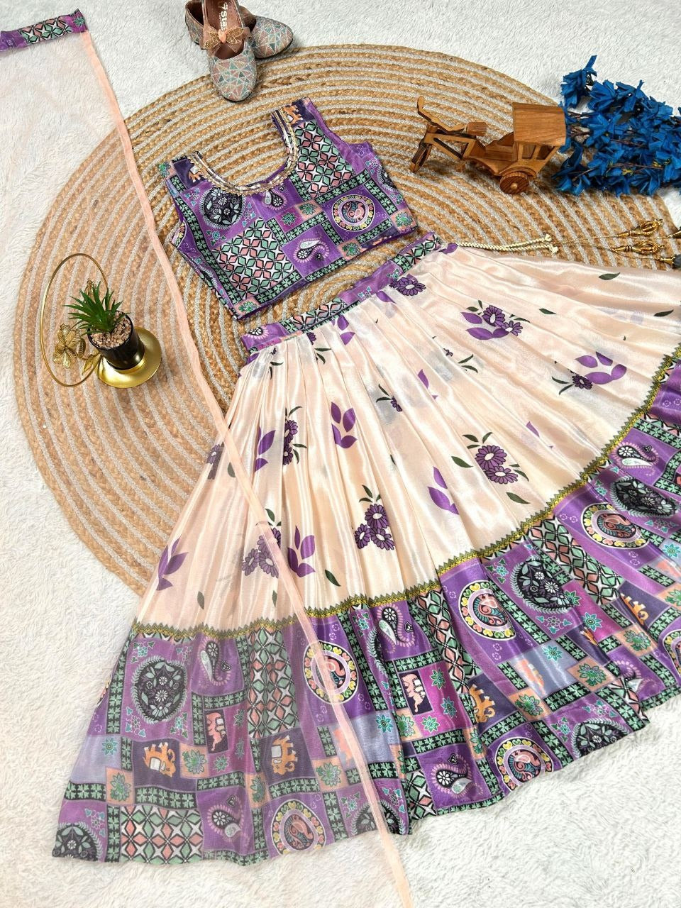 Kids Designer Lehenga Choli in Heavy Chinon Silk with Dupatta