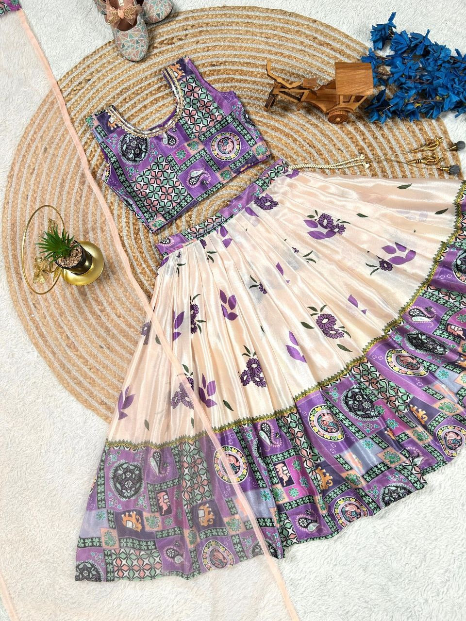 Kids Designer Lehenga Choli in Heavy Chinon Silk with Dupatta