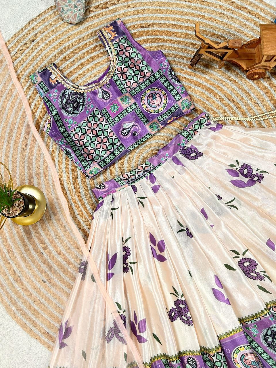 Kids Designer Lehenga Choli in Heavy Chinon Silk with Dupatta