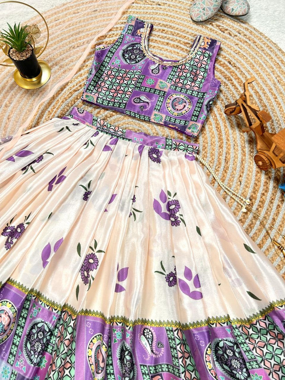 Kids Designer Lehenga Choli in Heavy Chinon Silk with Dupatta