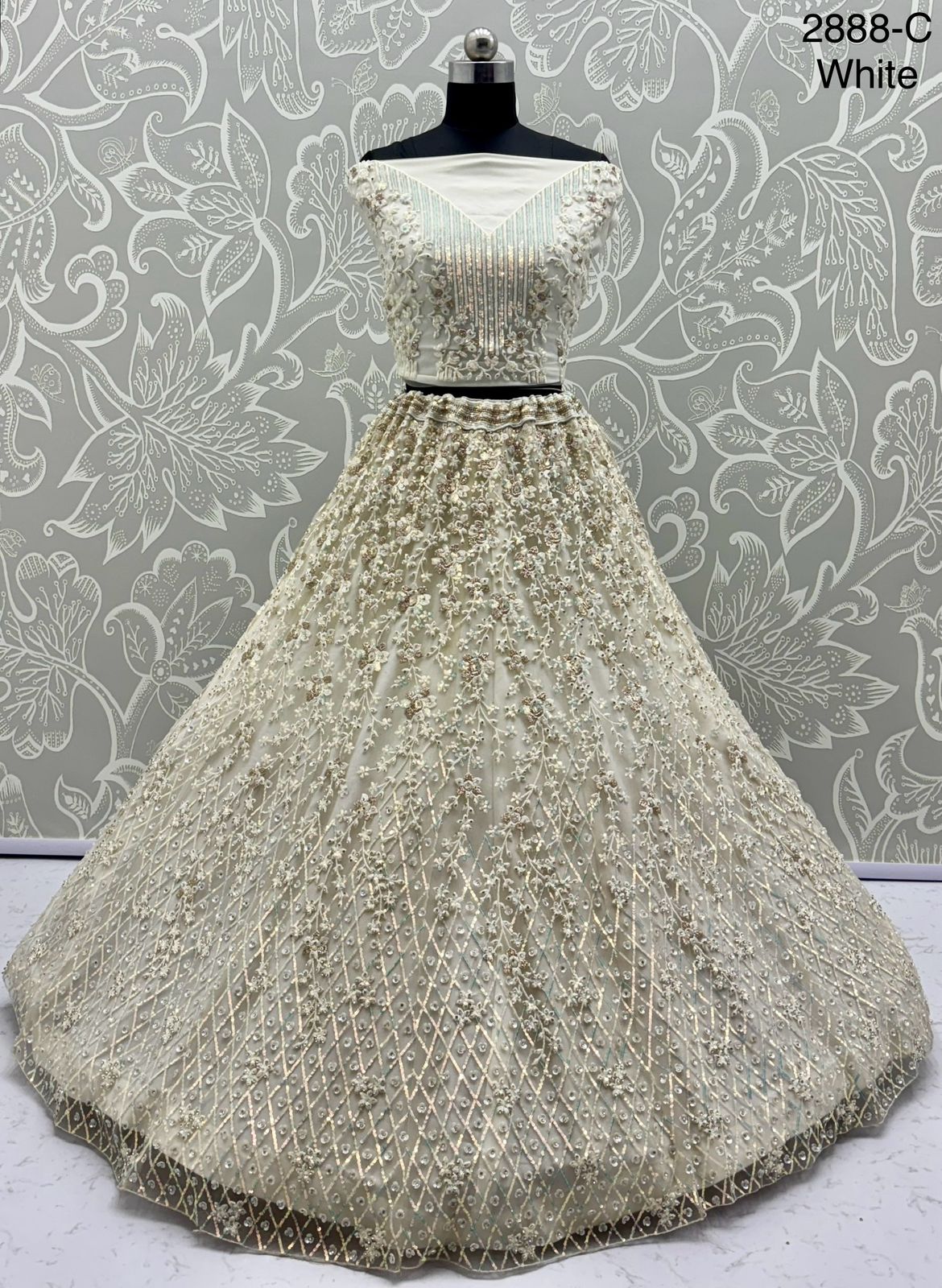 Designer Lehenga Choli with Multi-Thread, Sequins & Zircon Diamond Work