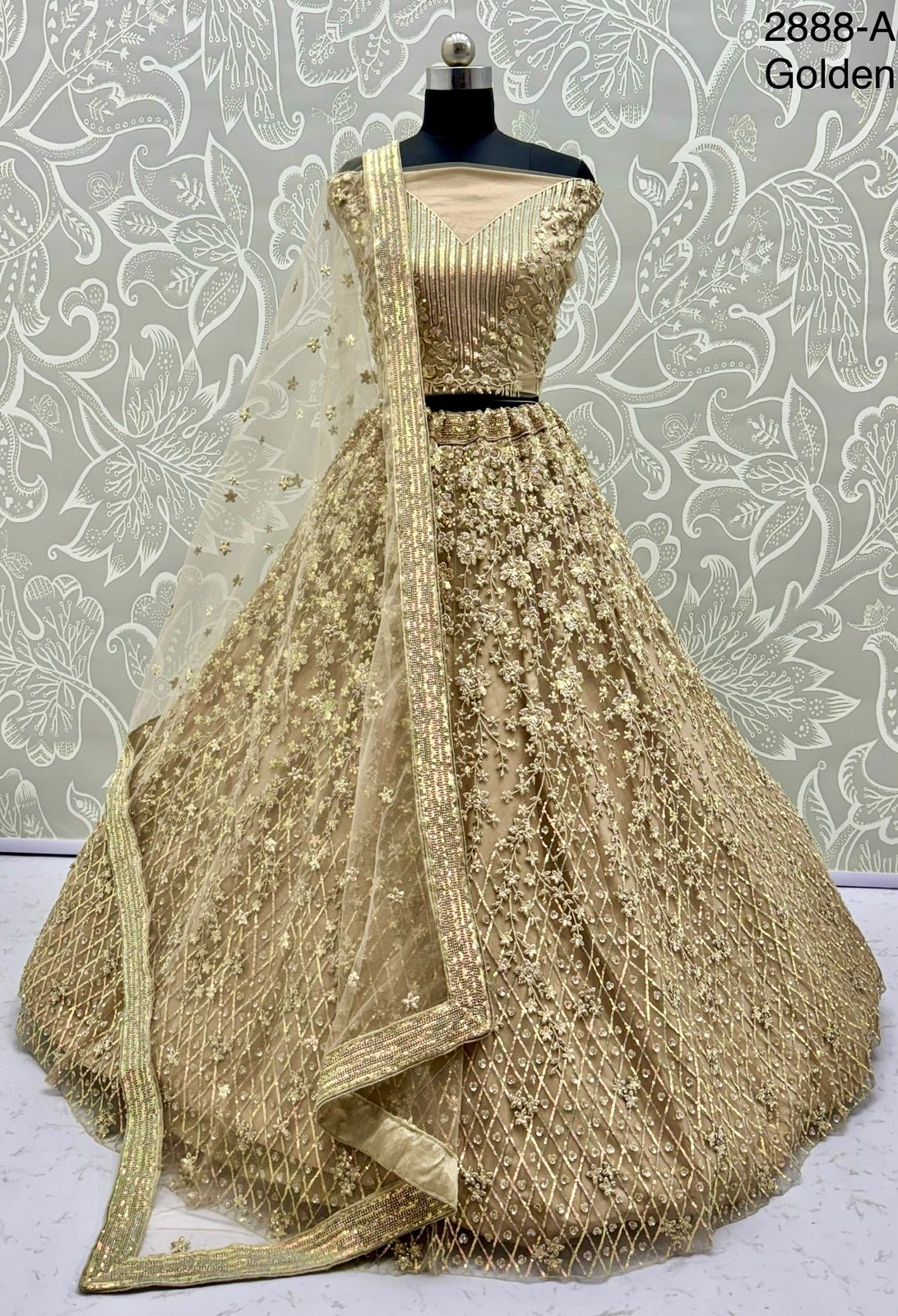 Designer Lehenga Choli with Multi-Thread, Sequins & Zircon Diamond Work