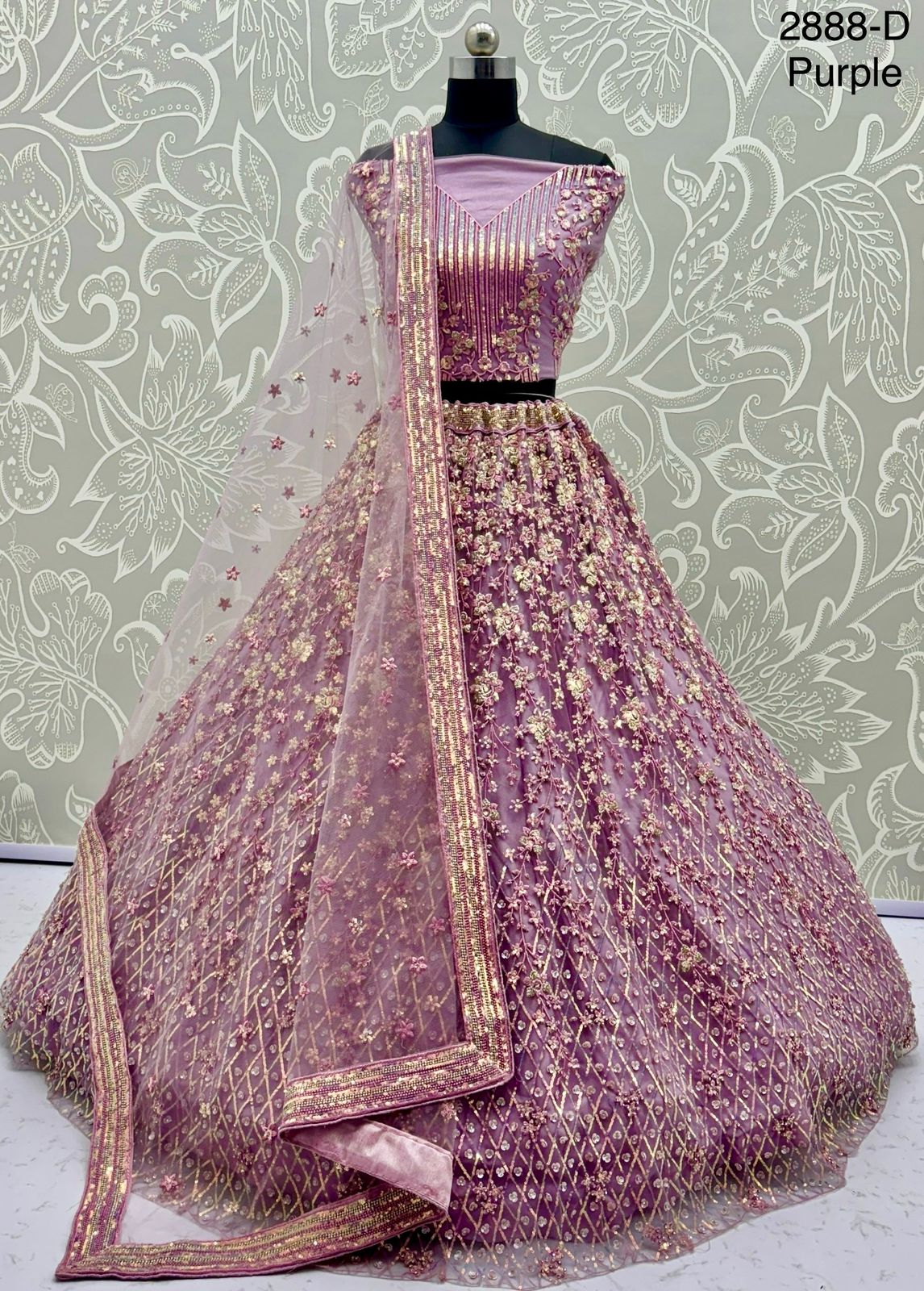 Designer Lehenga Choli with Multi-Thread, Sequins & Zircon Diamond Work