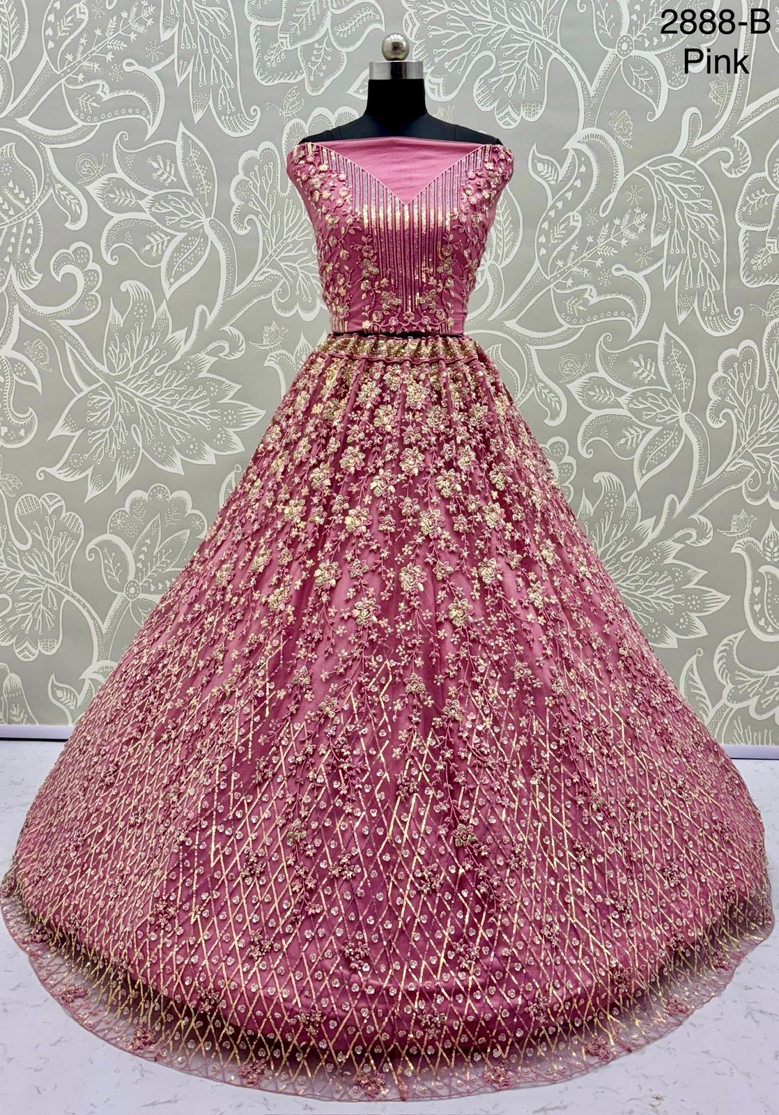 Designer Lehenga Choli with Multi-Thread, Sequins & Zircon Diamond Work