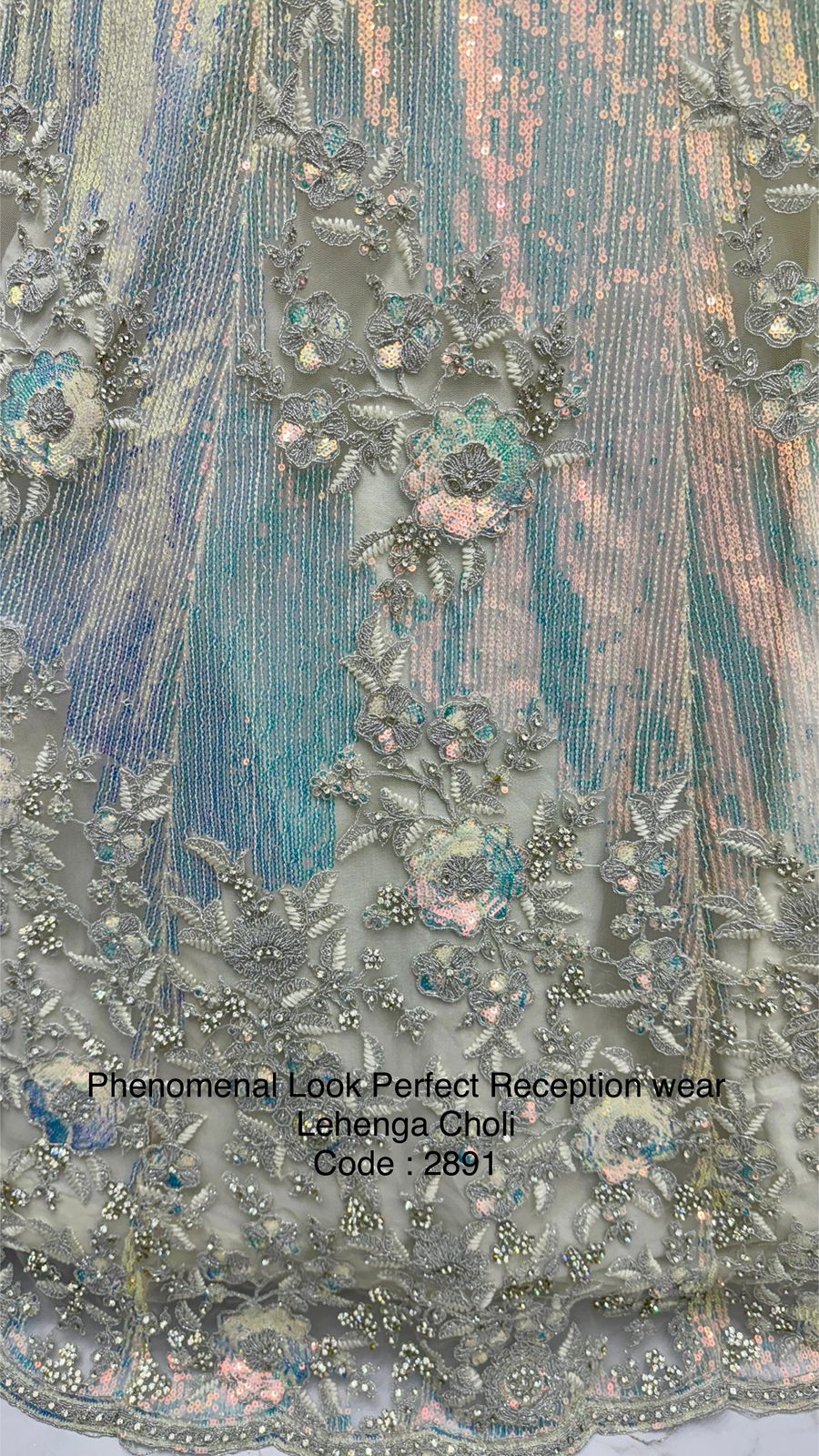 Lehenga Choli with Iridescent Sequins & Diamond Work – Reception Wear