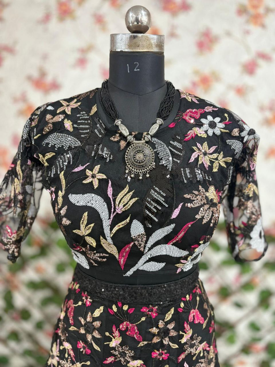 Black Premium Butterfly Net Lehenga with Heavy Embroidery & Sequins Work