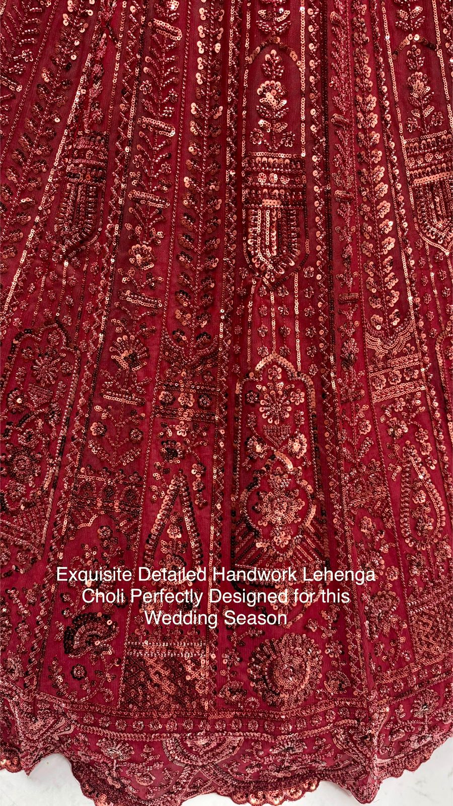 Exquisite Handwork Net Lehenga Choli – Motif, Sequin & Thread Embroidery