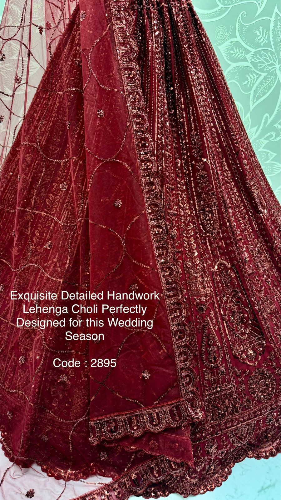 Exquisite Handwork Net Lehenga Choli – Motif, Sequin & Thread Embroidery