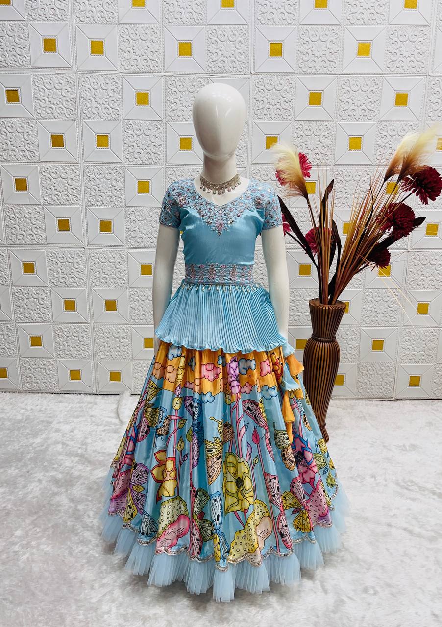Designer Kids Lehenga Set - Fully Stitched Ready-to-Wear Kediya Style