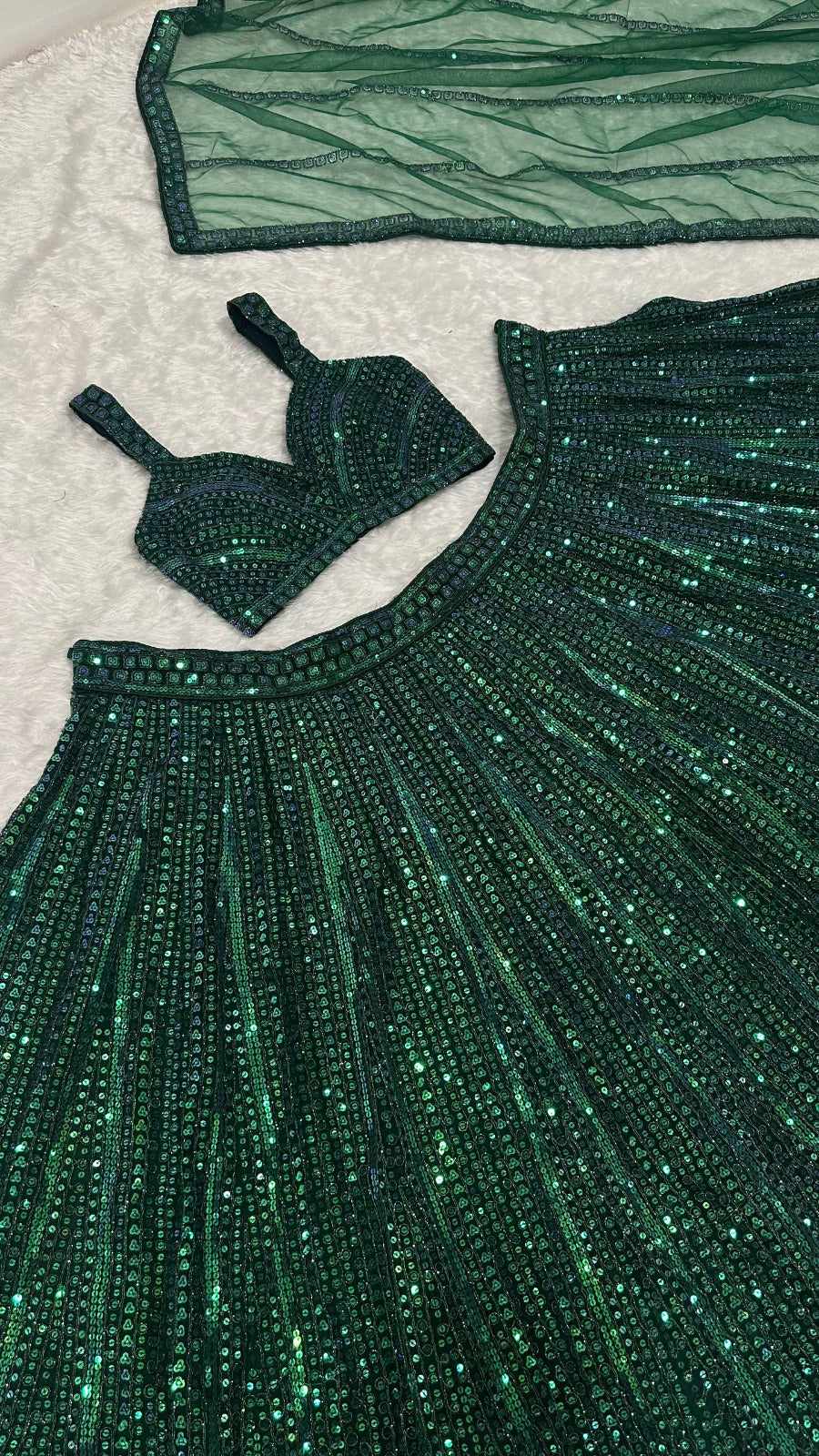 Emerald Sparkle Green Lehenga โ Outshining the Night