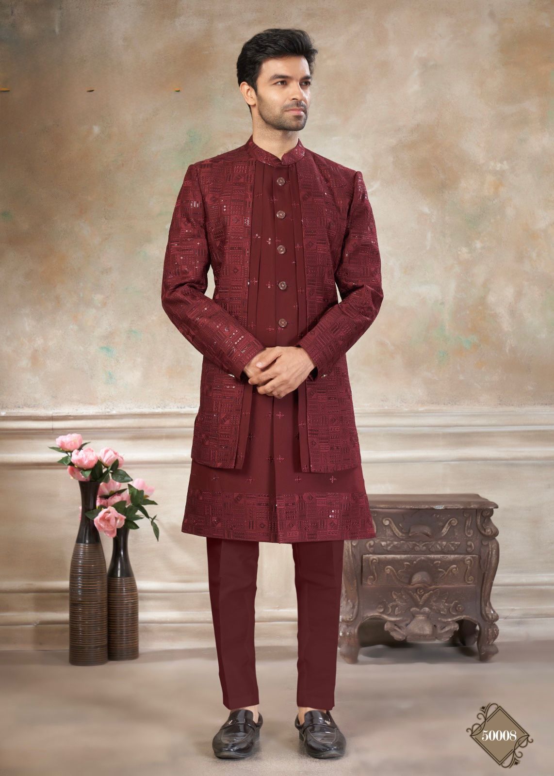 Men’s Kurta – Wedding Collection | Heavy Embroidered Indo-Western Kurta Set for Men | Pure Viscose Fabric Designer Outfit