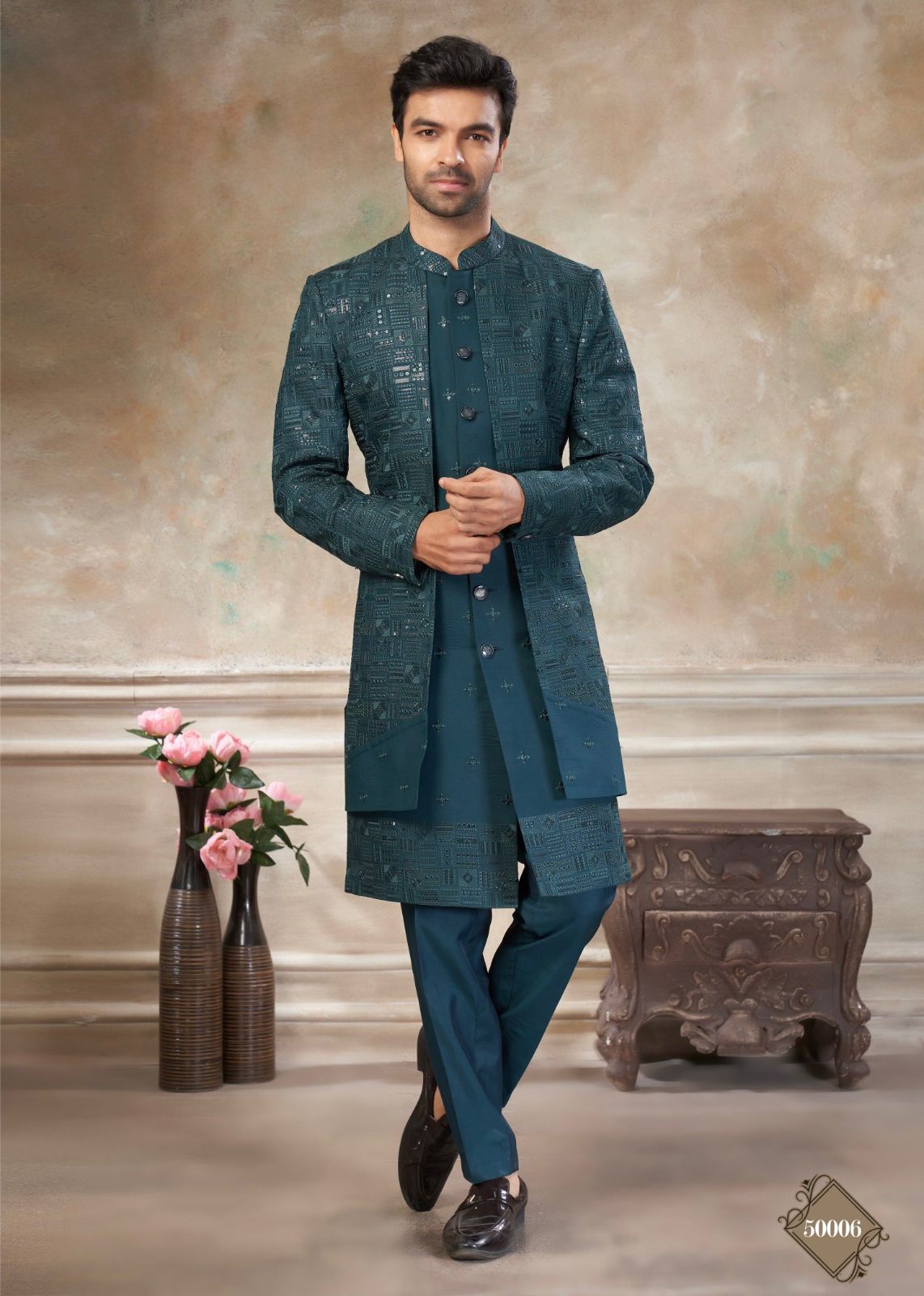 Men’s Kurta – Wedding Collection | Heavy Embroidered Indo-Western Kurta Set for Men | Pure Viscose Fabric Designer Outfit