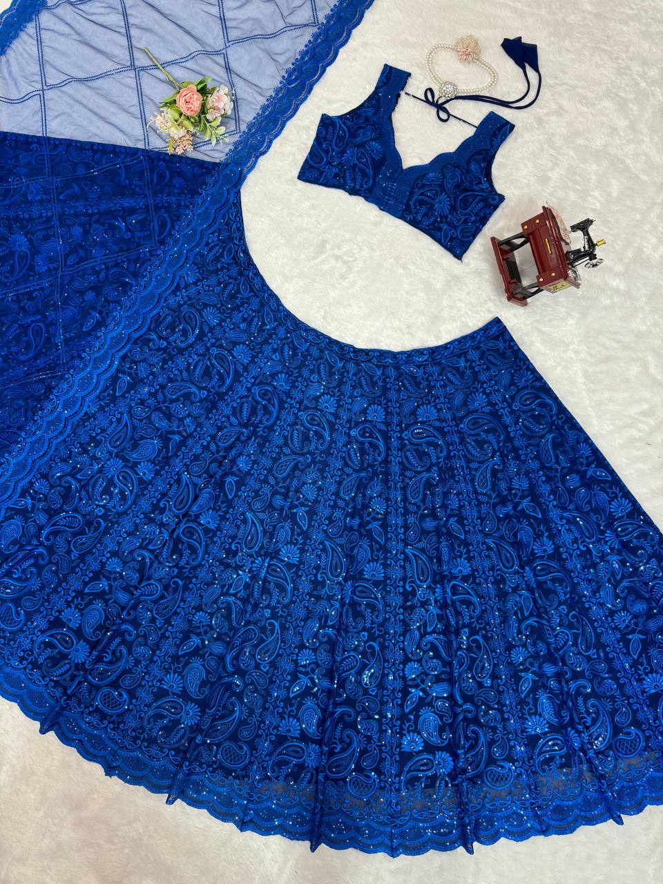 Blue Party Wear Lehenga Choli Set