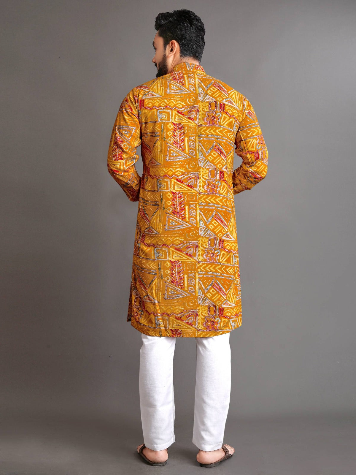Men’s Multicolor Foil Print Kurta Pajama Set