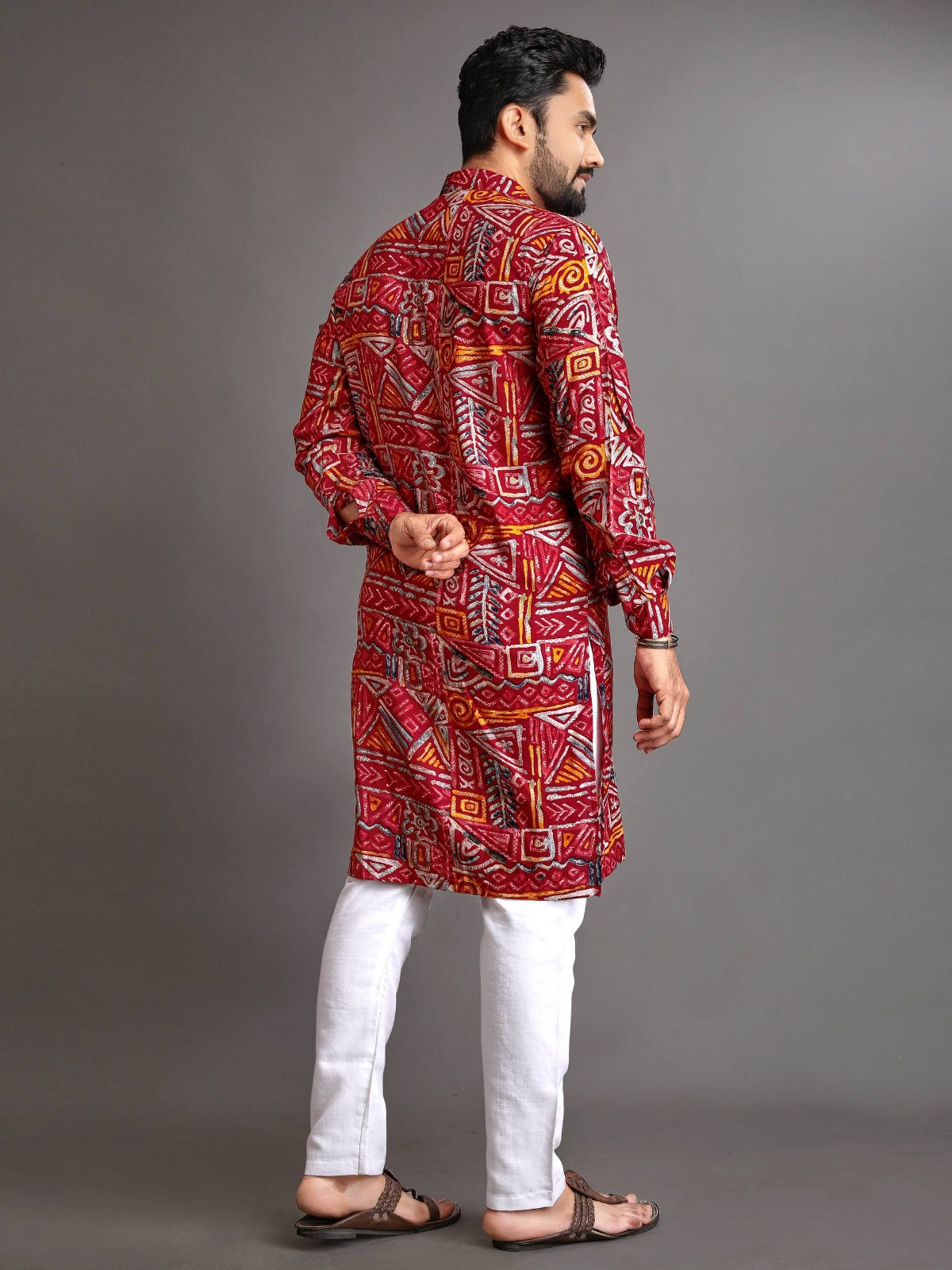 Men’s Multicolor Foil Print Kurta Pajama Set