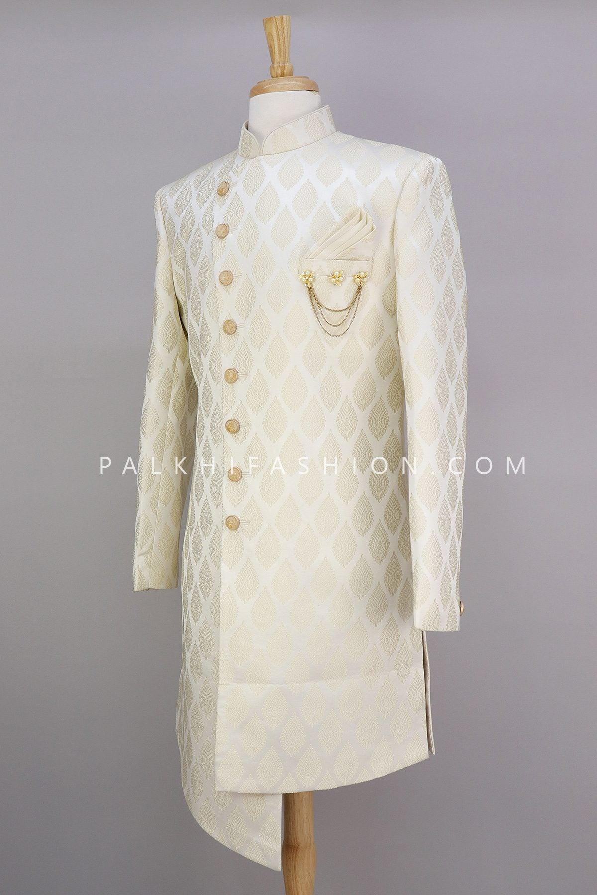 Classic Cream Silk Indo-Western With Attractive Style-Palkhi Fashion