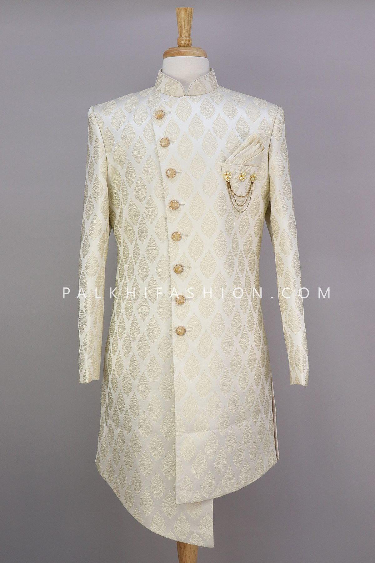 Classic Cream Silk Indo-Western With Attractive Style-Palkhi Fashion