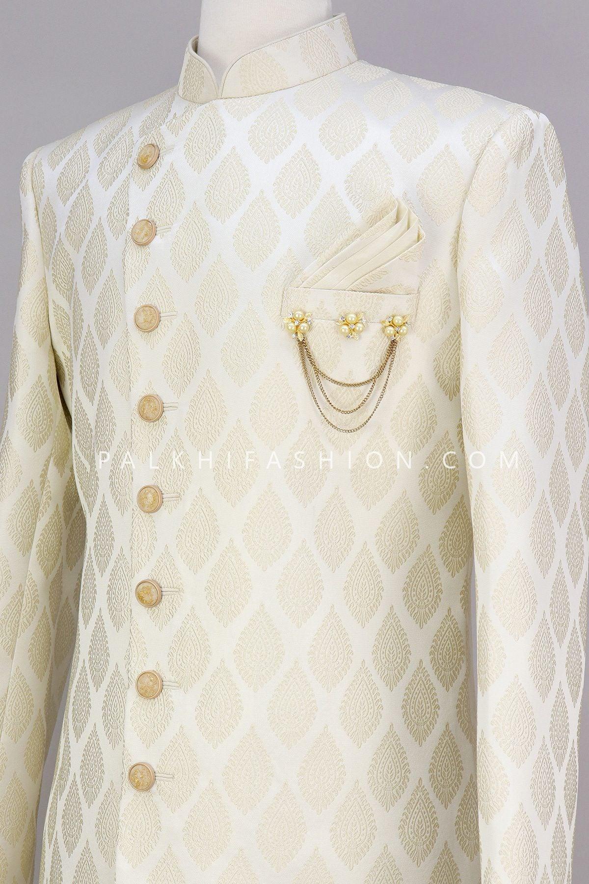 Classic Cream Silk Indo-Western With Attractive Style-Palkhi Fashion