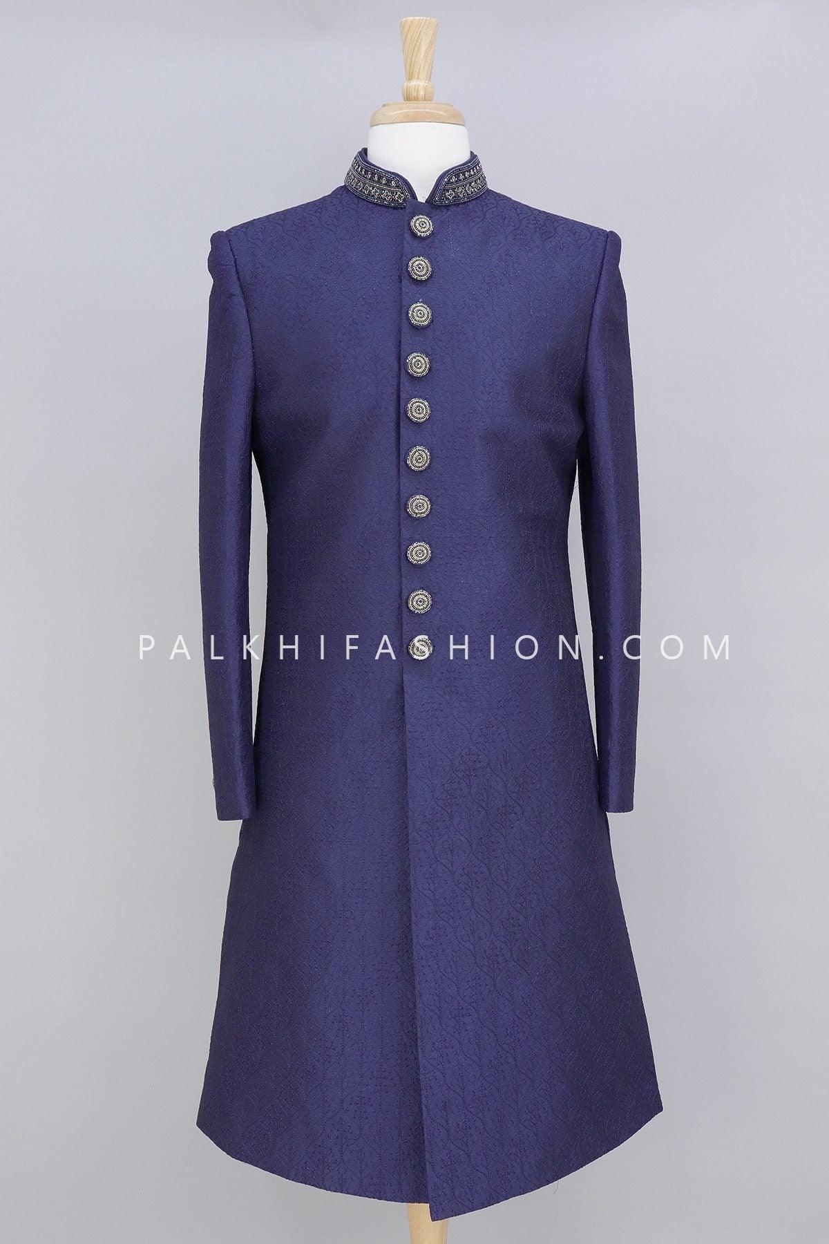 Designer Navy Blue Indo-Western In Lakhanvi Work