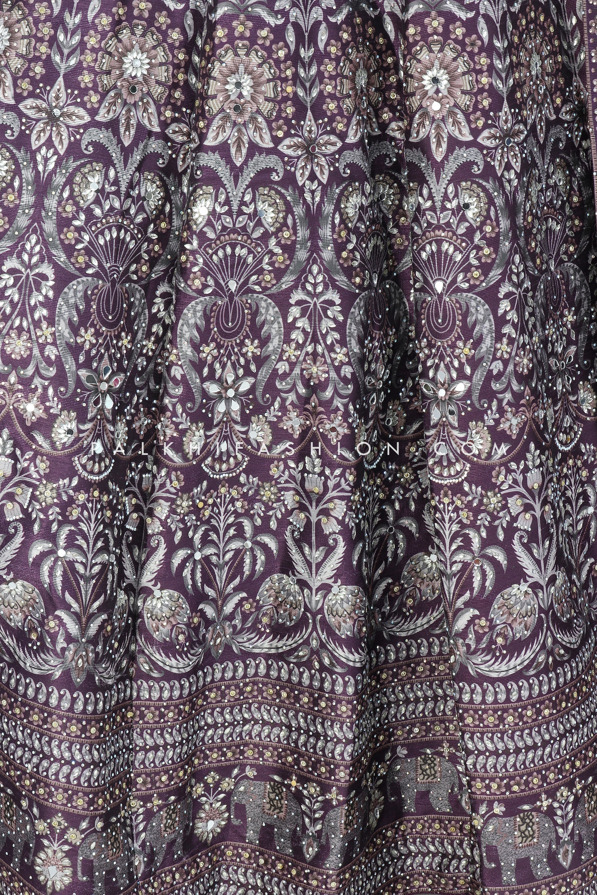 Designer Wine Ombre Lehenga Choli With Stone Work