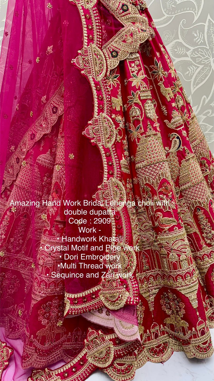 Amazing Hand Work Bridal Lehenga Choli with Double Dupatta