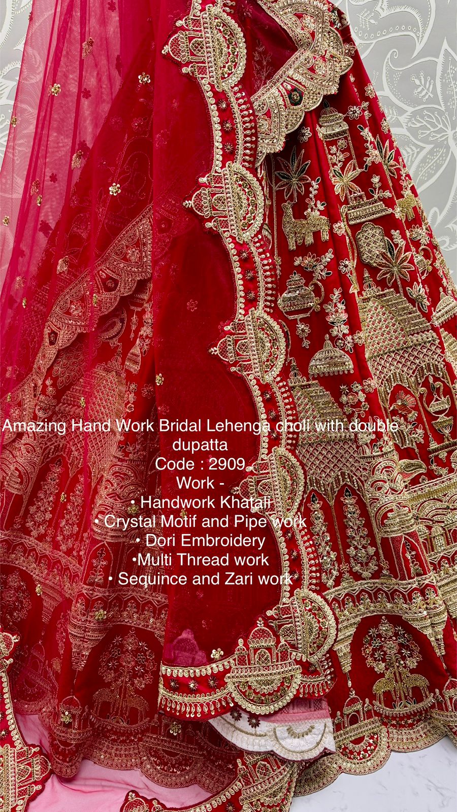 Amazing Hand Work Bridal Lehenga Choli with Double Dupatta