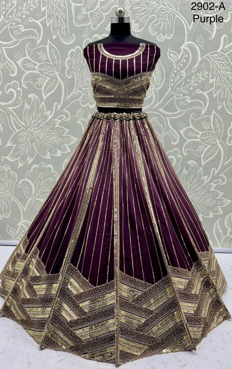 Motif & Crystal Pipe Work Designer Lehenga Choli with Sequins Embroidery | Code: 2902