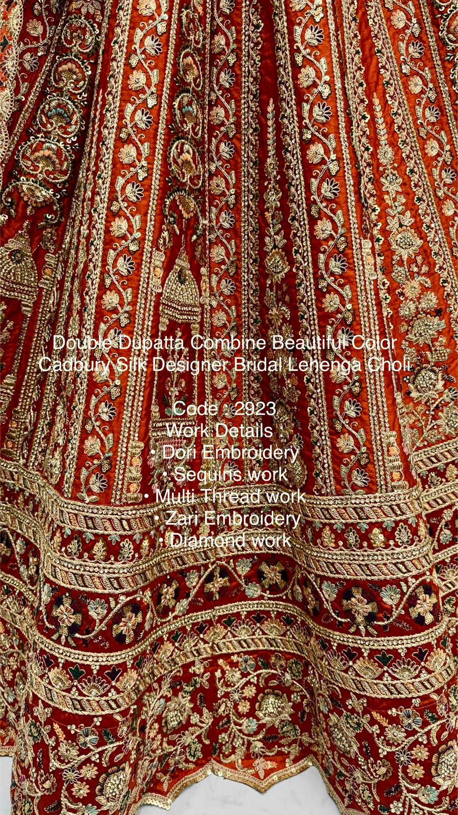 Heavy Bridal Lehenga – Double Dupatta Cadbury Silk Designer Ensemble | Code: 2923