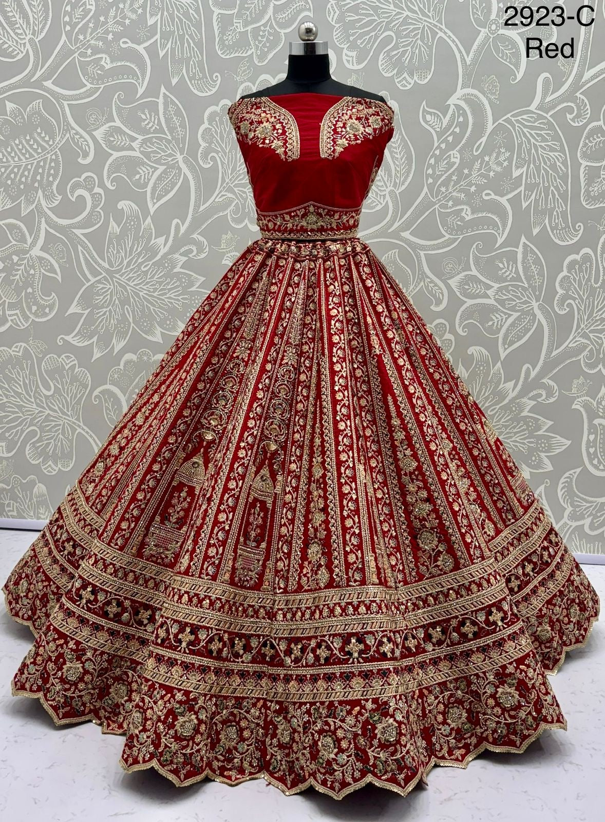 Heavy Bridal Lehenga – Double Dupatta Cadbury Silk Designer Ensemble | Code: 2923